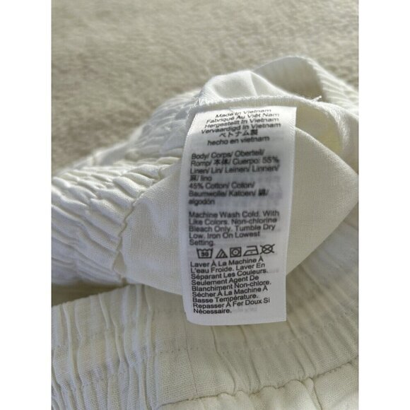 J. Crew Factory Linen Cotton Drawstring Cuffed Pull-on Pants White Size 8 - Picture 9 of 13